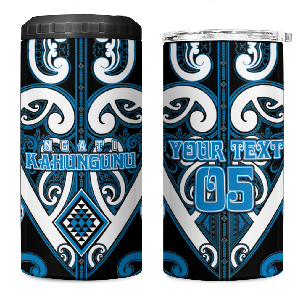 Custom Aotearoa Ngati Kahungunu 4 in 1 Can Cooler Tumbler Maori Tribal Pattern LT05 One Size: 16 oz Blue - Polynesian Pride