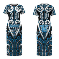 Custom Aotearoa Ngati Kahungunu Couples Matching Short Sleeve Bodycon Dress and Long Sleeve Button Shirt Maori Tribal Pattern