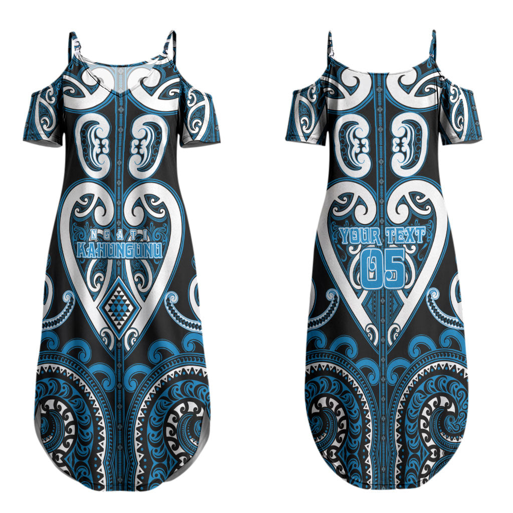 Custom Aotearoa Ngati Kahungunu Couples Matching Summer Maxi Dress and Long Sleeve Button Shirt Maori Tribal Pattern