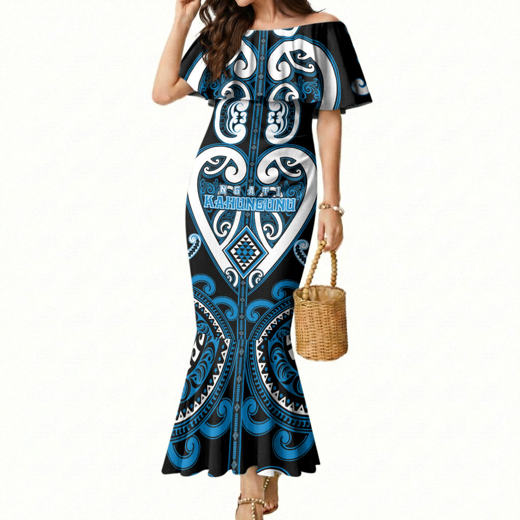 Custom Aotearoa Ngati Kahungunu Mermaid Dress Maori Tribal Pattern