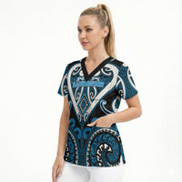 Custom Aotearoa Ngati Kahungunu Scrub Top Maori Tribal Pattern