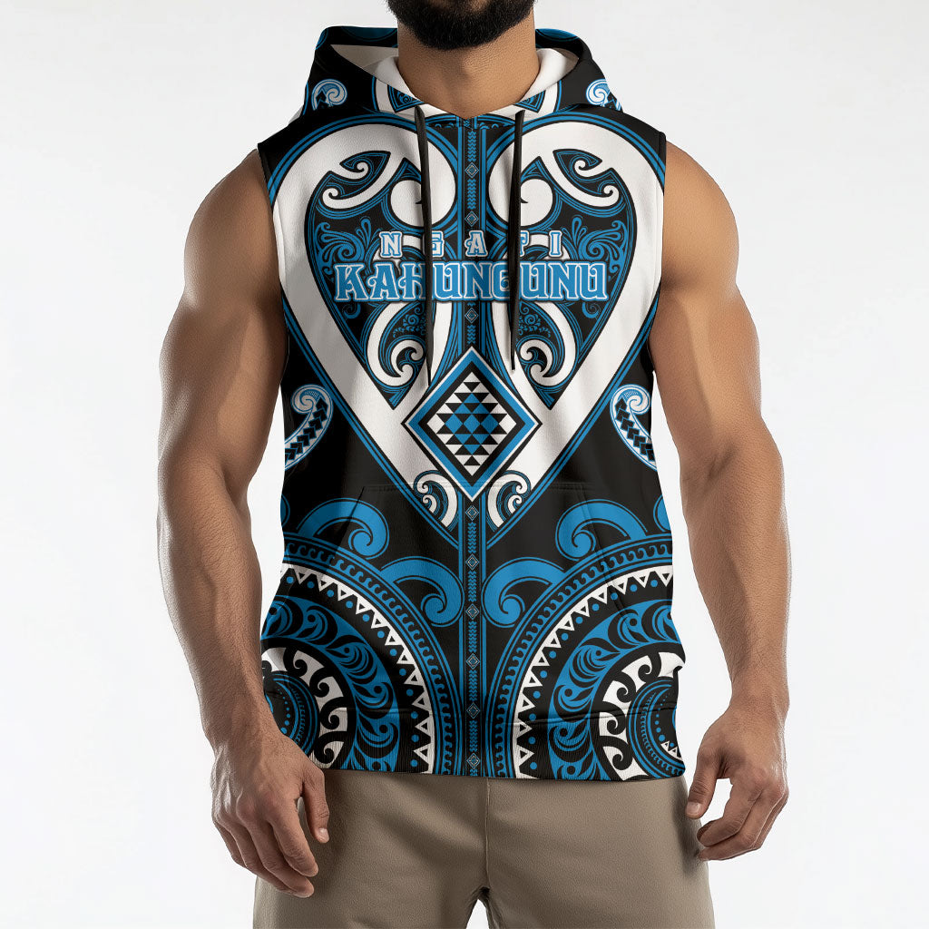 Custom Aotearoa Ngati Kahungunu Sleeveless Hoodie Maori Tribal Pattern