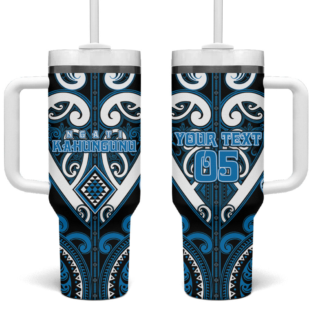 Custom Aotearoa Ngati Kahungunu Tumbler With Handle Maori Tribal Pattern LT05 One Size: 40 oz Blue - Polynesian Pride