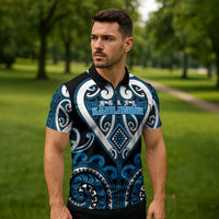 Custom Aotearoa Ngati Kahungunu Zipper Polo Shirt Maori Tribal Pattern
