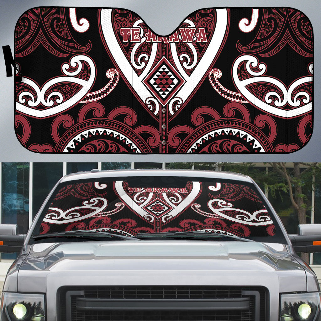 Aotearoa Te Arawa Auto Sun Shade Maori Tribal Pattern