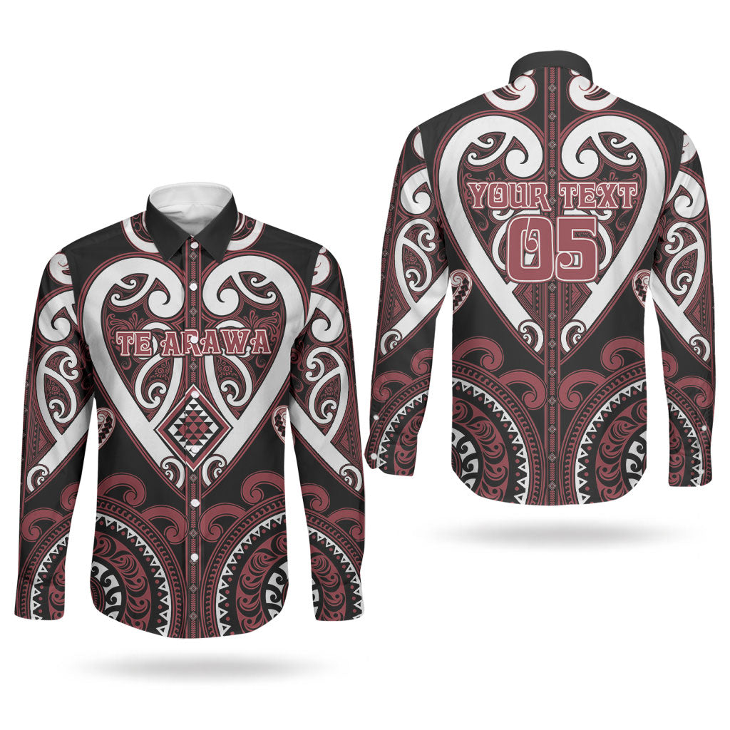 Custom Aotearoa Te Arawa Couples Matching Long Sleeve Bodycon Dress and Long Sleeve Button Shirt Maori Tribal Pattern