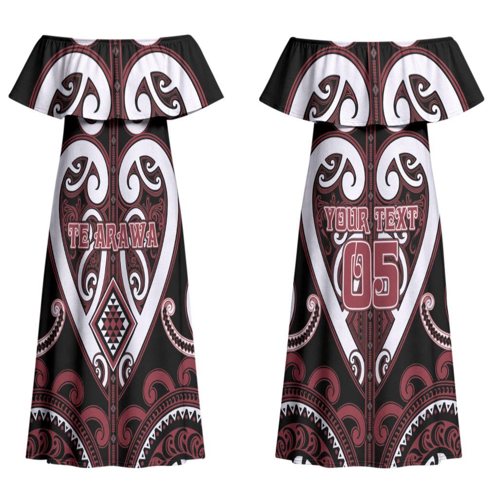 Custom Aotearoa Te Arawa Couples Matching Off Shoulder Maxi Dress and Long Sleeve Button Shirt Maori Tribal Pattern