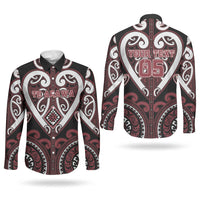 Custom Aotearoa Te Arawa Couples Matching Off The Shoulder Long Sleeve Dress and Long Sleeve Button Shirt Maori Tribal Pattern