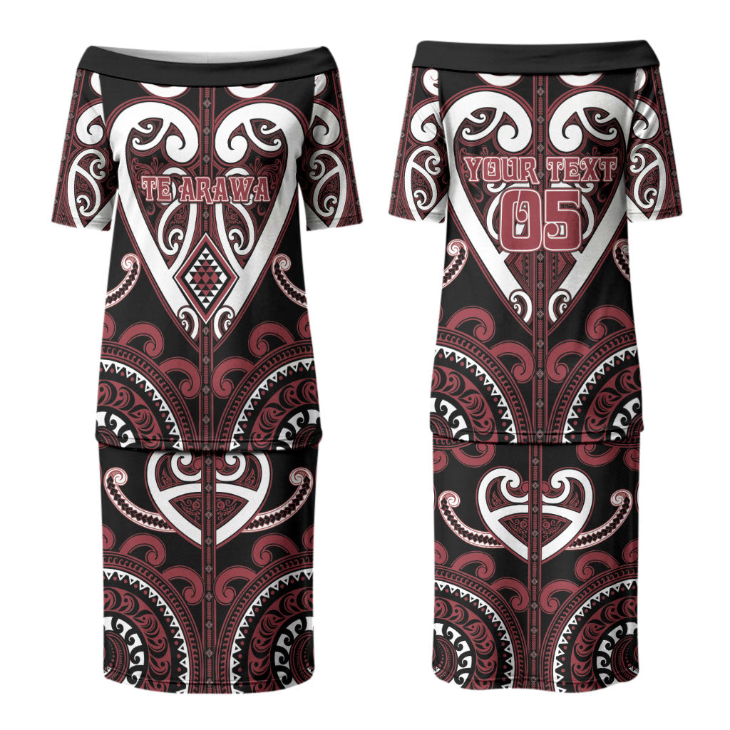 Custom Aotearoa Te Arawa Couples Matching Puletasi and Hawaiian Shirt Maori Tribal Pattern