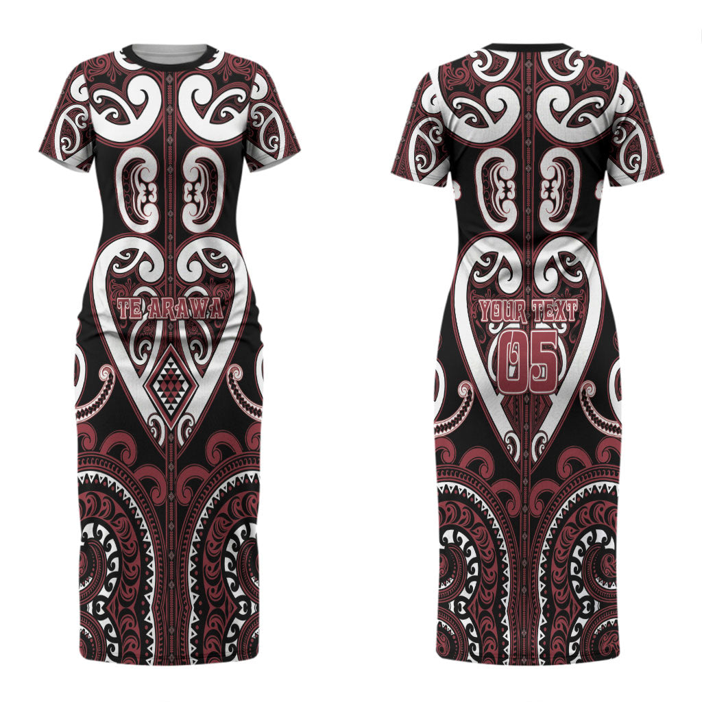 Custom Aotearoa Te Arawa Couples Matching Short Sleeve Bodycon Dress and Hawaiian Shirt Maori Tribal Pattern