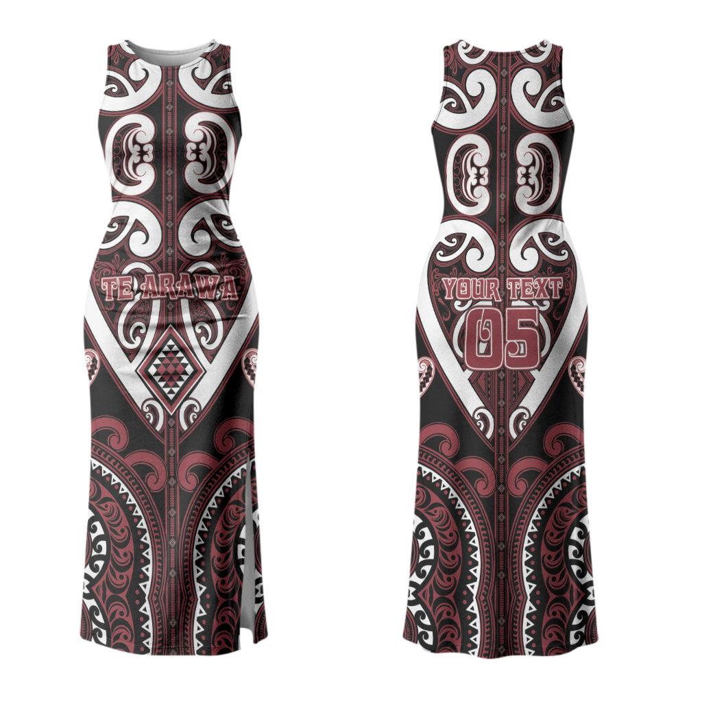 Custom Aotearoa Te Arawa Couples Matching Tank Maxi Dress and Long Sleeve Button Shirt Maori Tribal Pattern