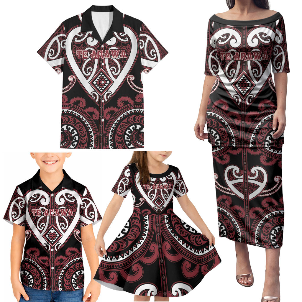 Custom Aotearoa Te Arawa Family Matching Puletasi and Hawaiian Shirt Maori Tribal Pattern