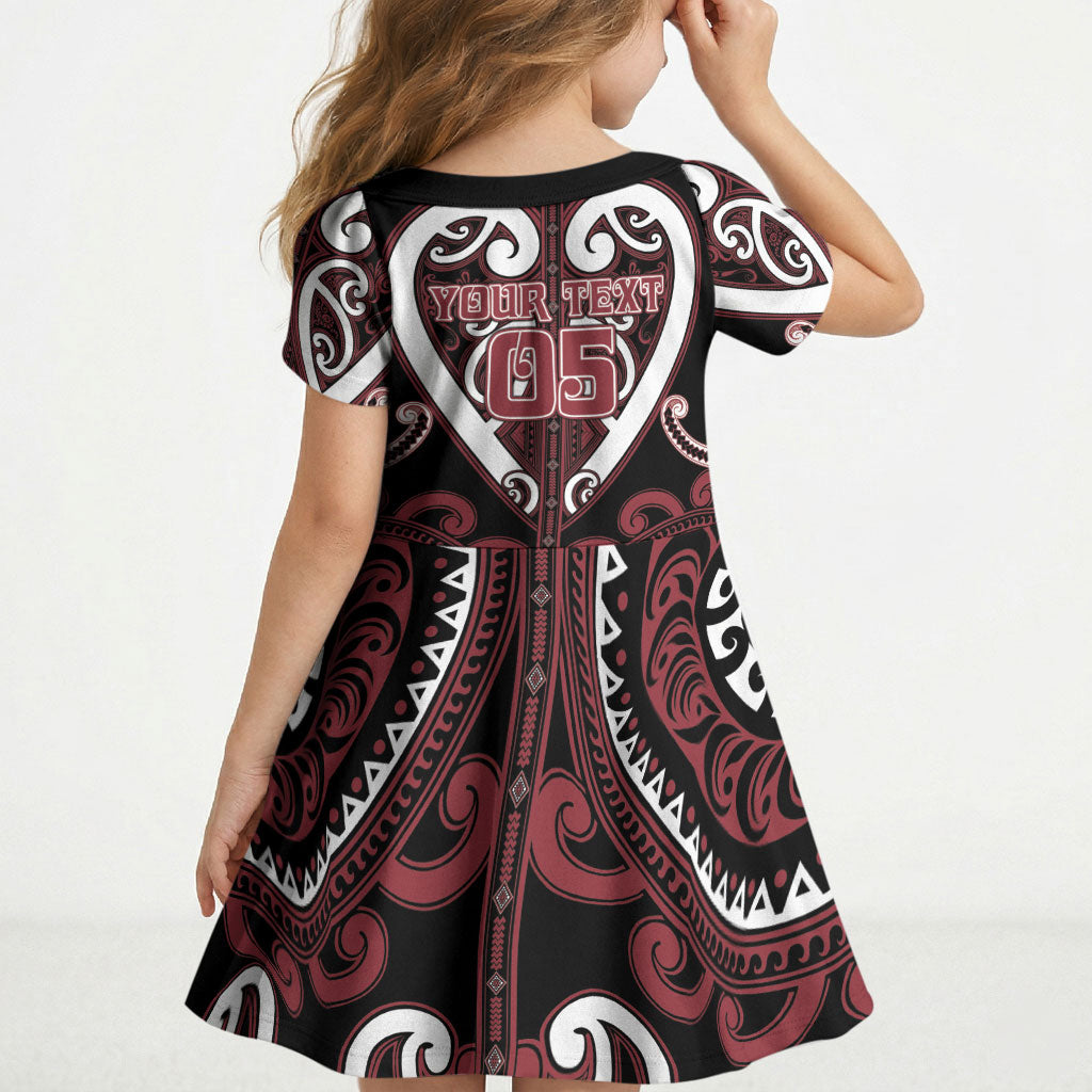 Custom Aotearoa Te Arawa Kid Short Sleeve Dress Maori Tribal Pattern