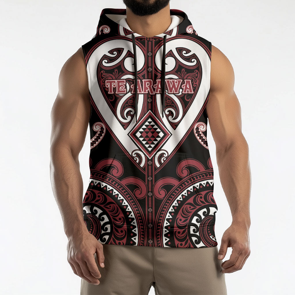 Custom Aotearoa Te Arawa Sleeveless Hoodie Maori Tribal Pattern