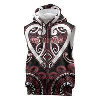 Custom Aotearoa Te Arawa Sleeveless Zip Hoodie Maori Tribal Pattern