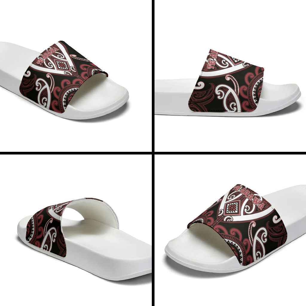 Aotearoa Te Arawa Slide Sandals Maori Tribal Pattern