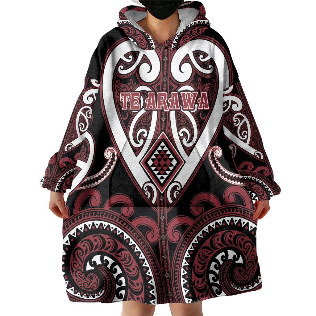 Custom Aotearoa Te Arawa Wearable Blanket Hoodie Maori Tribal Pattern