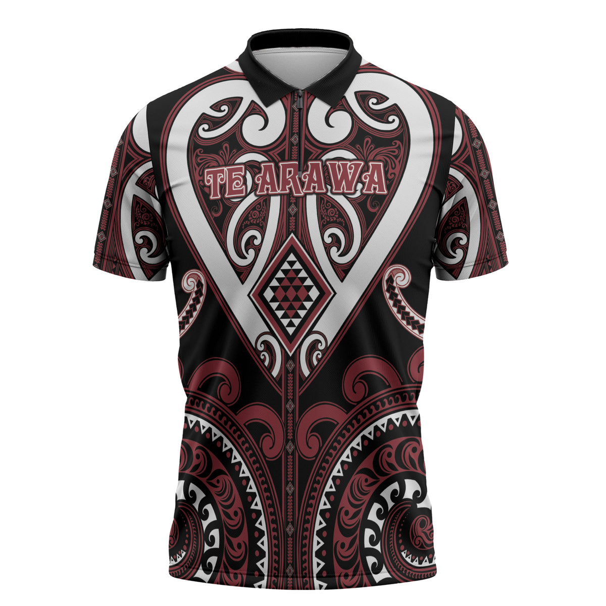 Custom Aotearoa Te Arawa Zipper Polo Shirt Maori Tribal Pattern