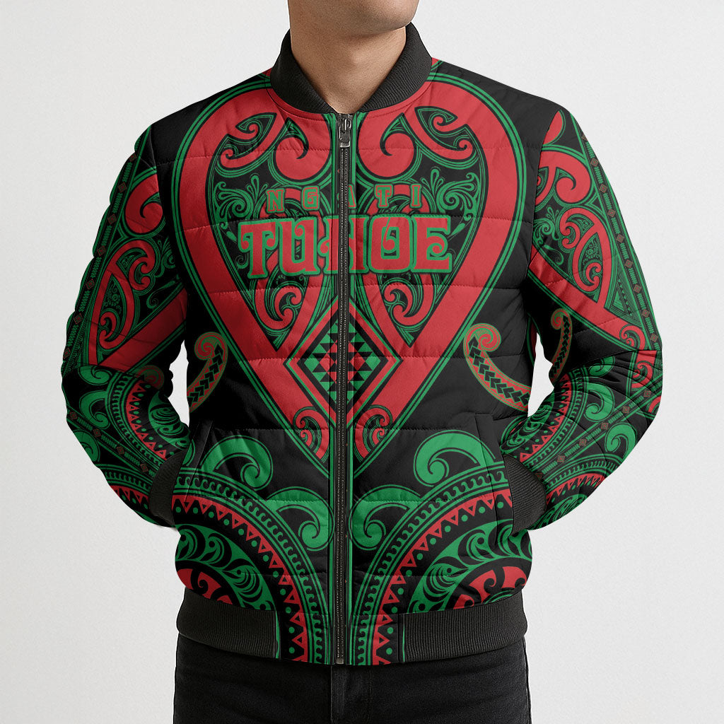 Custom Aotearoa Ngai Tuhoe Bomber Puffer Jacket Maori Tribal Pattern