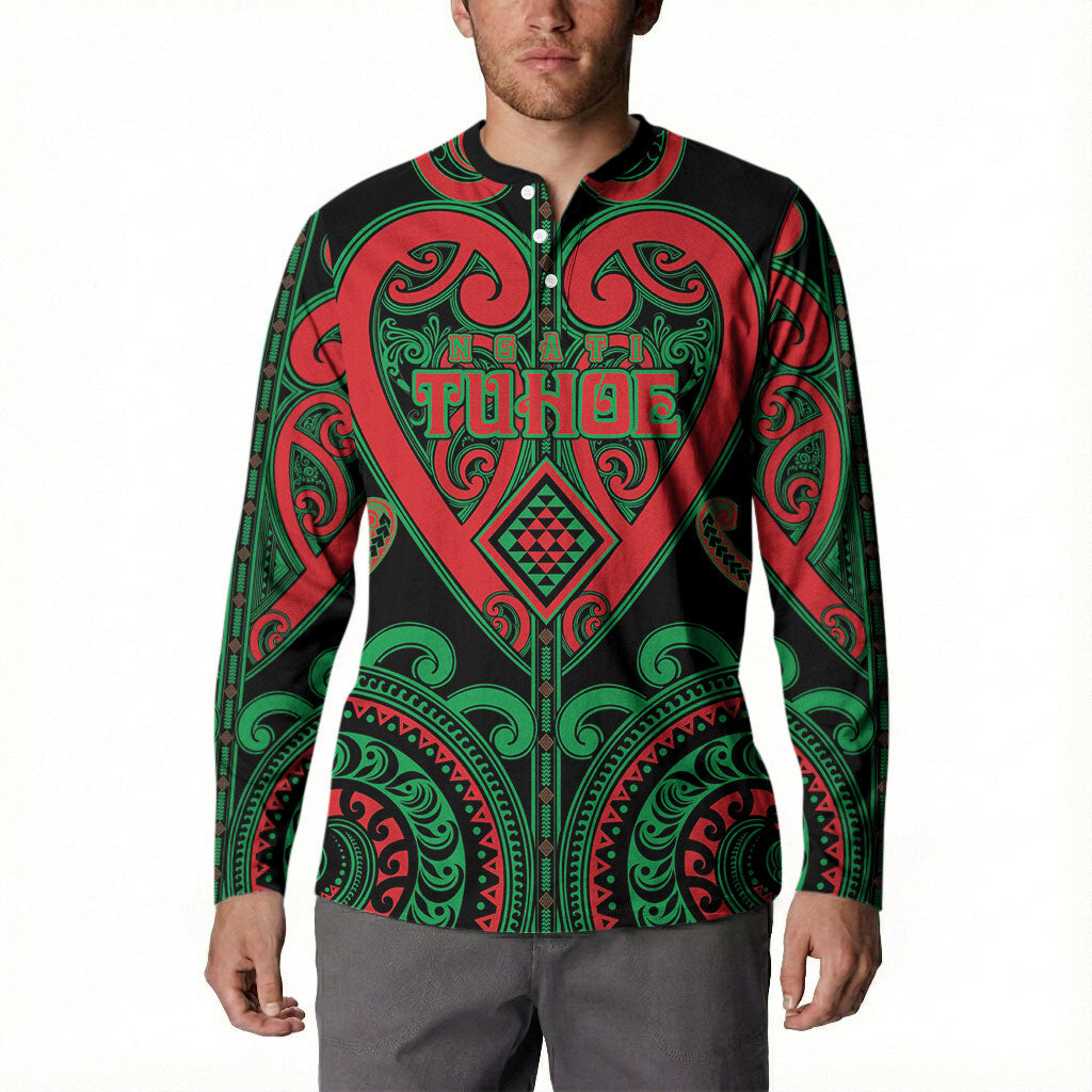 Custom Aotearoa Ngai Tuhoe Button Sweatshirt Maori Tribal Pattern