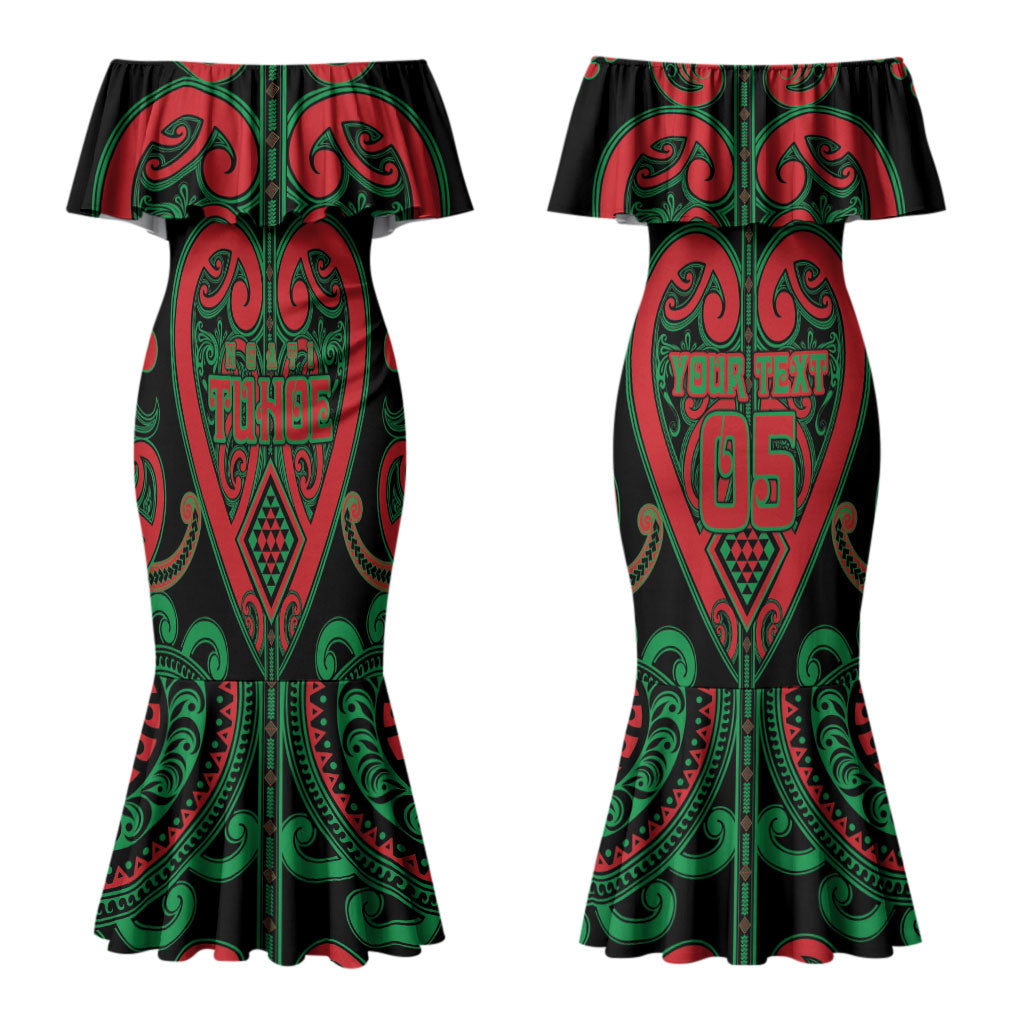 Custom Aotearoa Ngai Tuhoe Couples Matching Mermaid Dress and Long Sleeve Button Shirt Maori Tribal Pattern