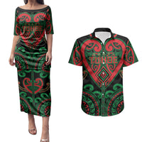 Custom Aotearoa Ngai Tuhoe Couples Matching Puletasi and Hawaiian Shirt Maori Tribal Pattern