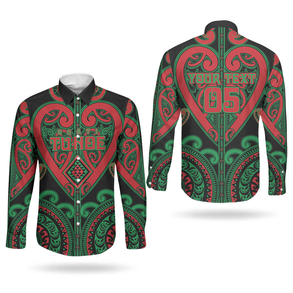 Custom Aotearoa Ngai Tuhoe Couples Matching Tank Maxi Dress and Long Sleeve Button Shirt Maori Tribal Pattern