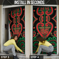 Custom Aotearoa Ngai Tuhoe Door Cover Maori Tribal Pattern