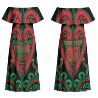 Custom Aotearoa Ngai Tuhoe Family Matching Off Shoulder Maxi Dress and Hawaiian Shirt Maori Tribal Pattern
