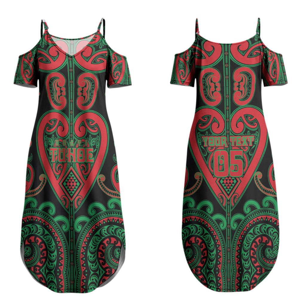 Custom Aotearoa Ngai Tuhoe Family Matching Summer Maxi Dress and Hawaiian Shirt Maori Tribal Pattern