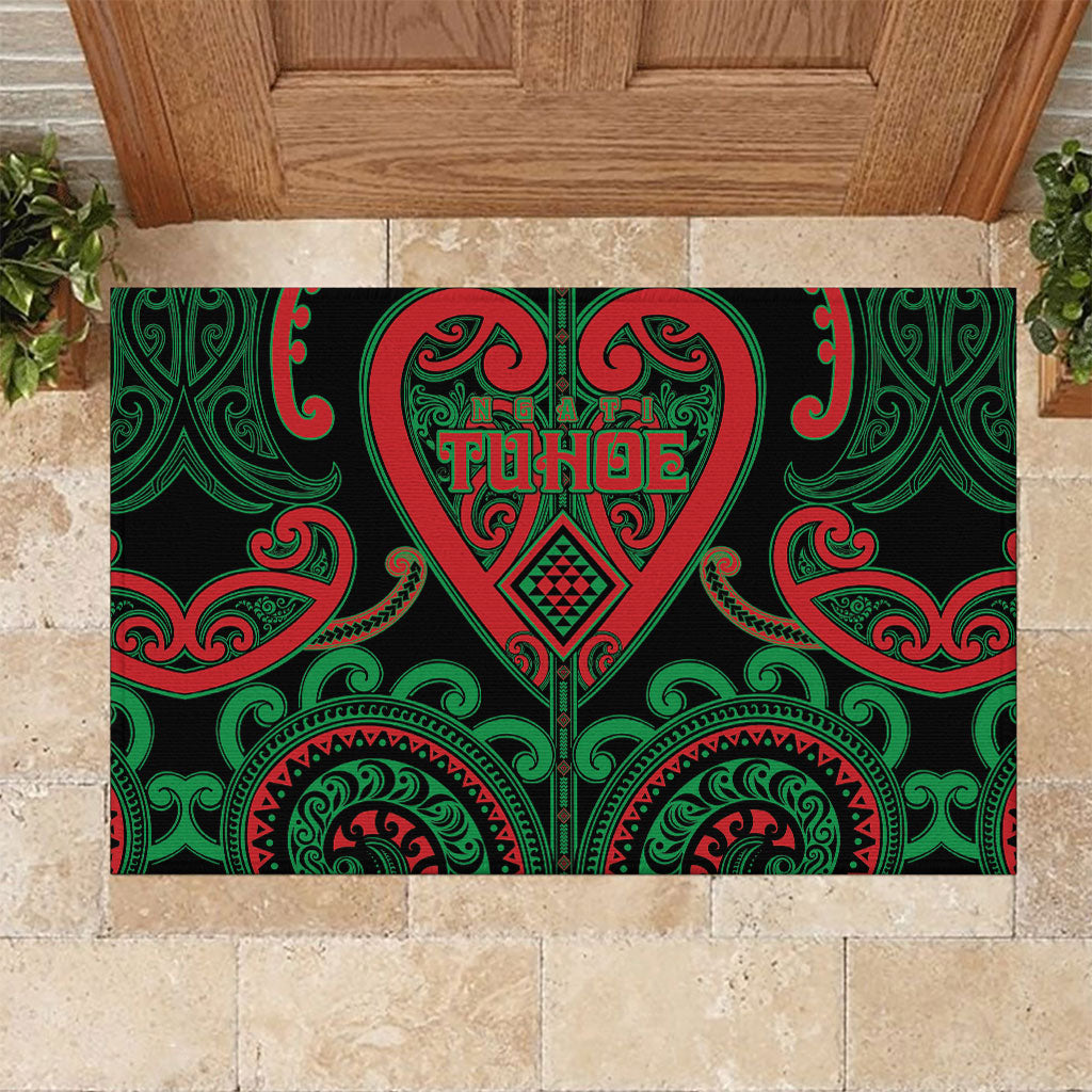 Aotearoa Ngai Tuhoe Rubber Doormat Maori Tribal Pattern LT05 Black - Polynesian Pride