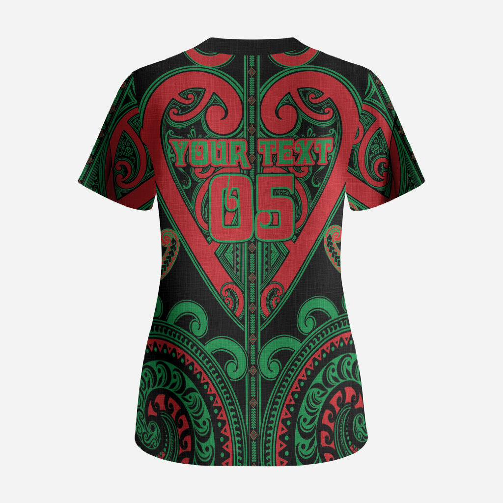 Custom Aotearoa Ngai Tuhoe Scrub Top Maori Tribal Pattern