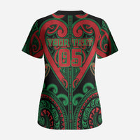 Custom Aotearoa Ngai Tuhoe Scrub Top Maori Tribal Pattern