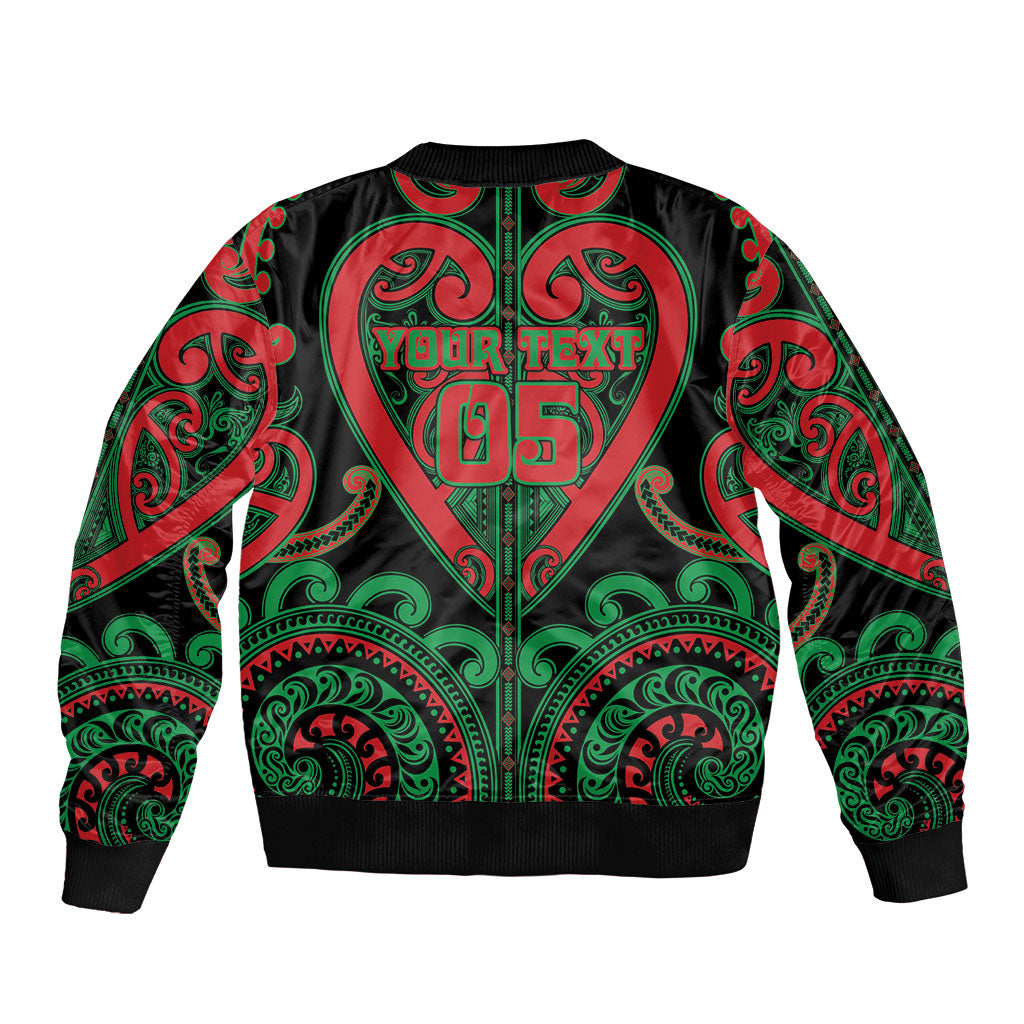 Custom Aotearoa Ngai Tuhoe Sleeve Zip Bomber Jacket Maori Tribal Pattern