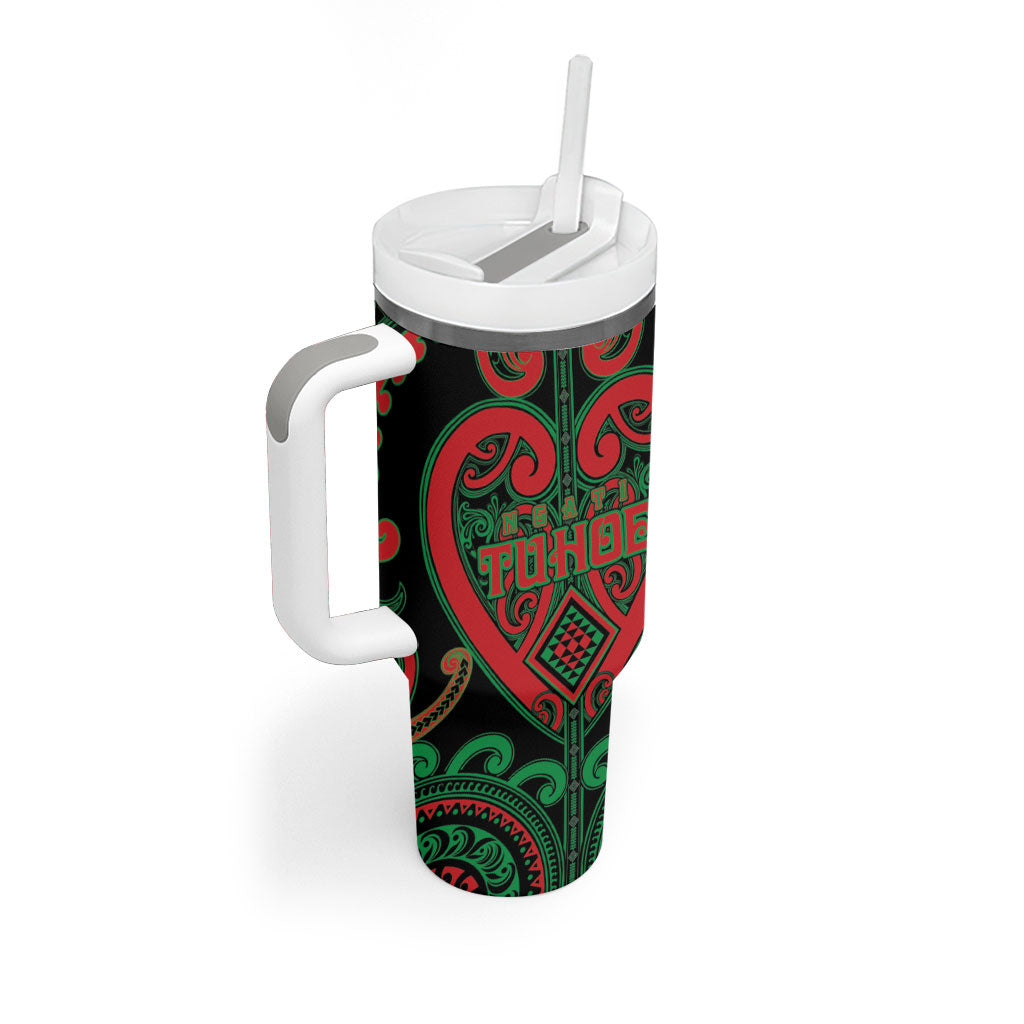 Custom Aotearoa Ngai Tuhoe Tumbler With Handle Maori Tribal Pattern