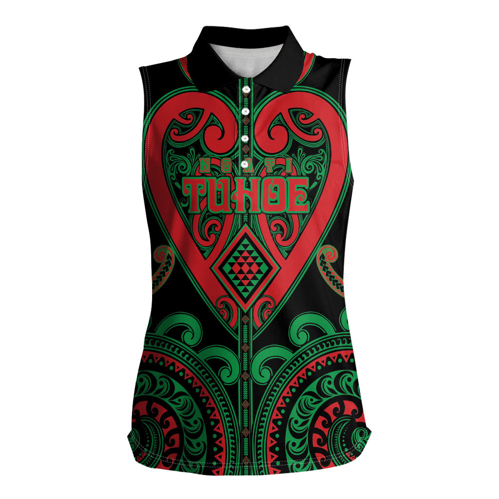 Custom Aotearoa Ngai Tuhoe Women Sleeveless Polo Shirt Maori Tribal Pattern