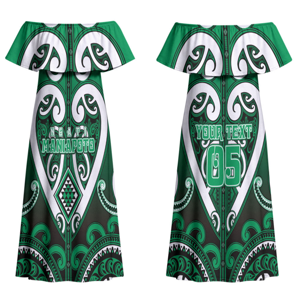 Custom Aotearoa Ngati Maniapoto Couples Matching Off Shoulder Maxi Dress and Hawaiian Shirt Maori Tribal Pattern