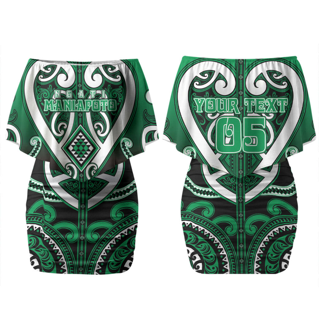 Custom Aotearoa Ngati Maniapoto Couples Matching Off Shoulder Short Dress and Long Sleeve Button Shirt Maori Tribal Pattern