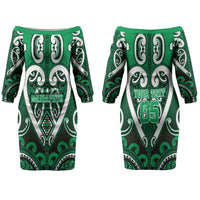 Custom Aotearoa Ngati Maniapoto Couples Matching Off The Shoulder Long Sleeve Dress and Hawaiian Shirt Maori Tribal Pattern
