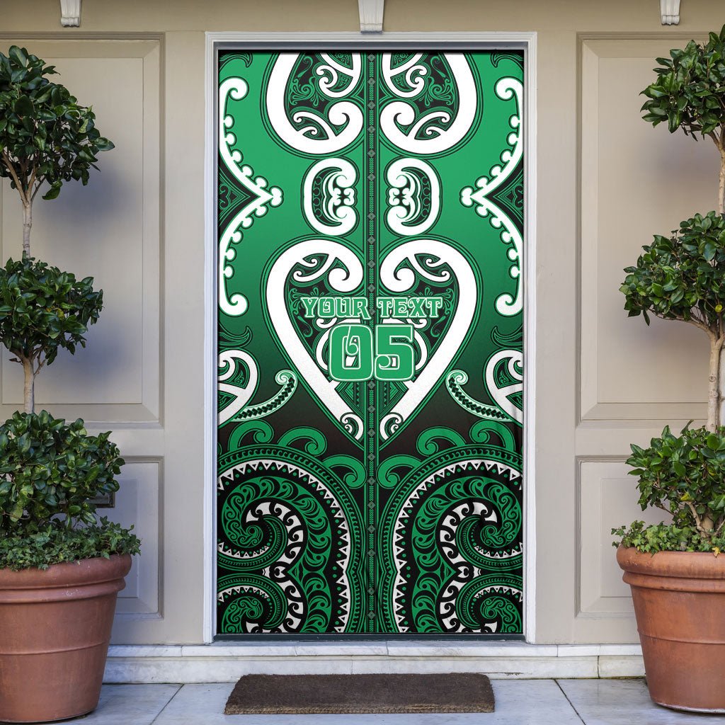 Custom Aotearoa Ngati Maniapoto Door Cover Maori Tribal Pattern LT05 Green - Polynesian Pride