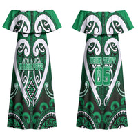 Custom Aotearoa Ngati Maniapoto Family Matching Off Shoulder Maxi Dress and Hawaiian Shirt Maori Tribal Pattern