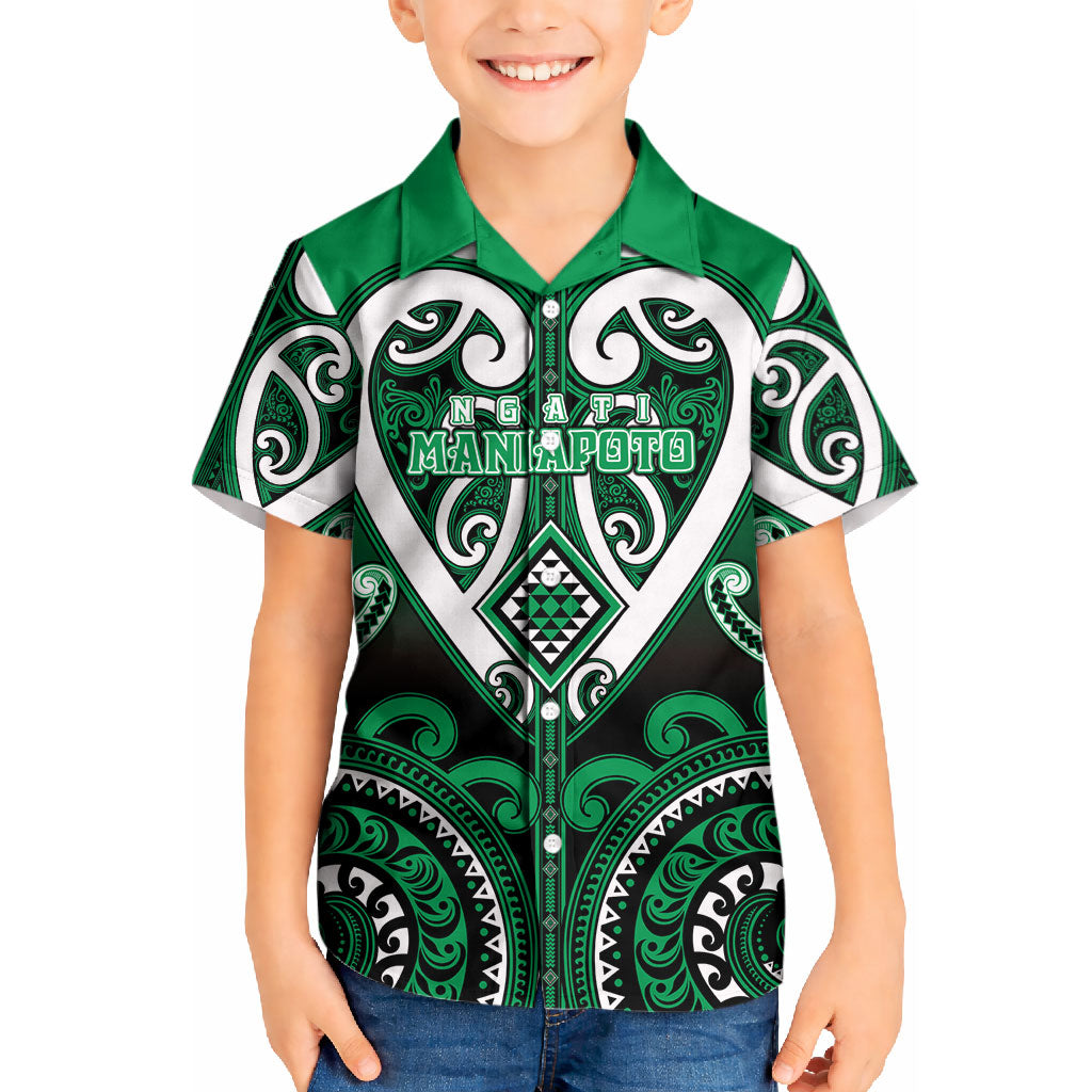 Custom Aotearoa Ngati Maniapoto Kid Hawaiian Shirt Maori Tribal Pattern