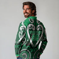 Custom Aotearoa Ngati Maniapoto Long Sleeve Polo Shirt Maori Tribal Pattern