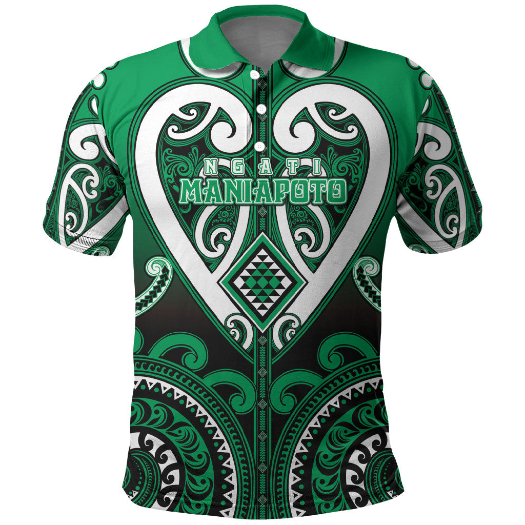 Custom Aotearoa Ngati Maniapoto Polo Shirt Maori Tribal Pattern LT05 Green - Polynesian Pride