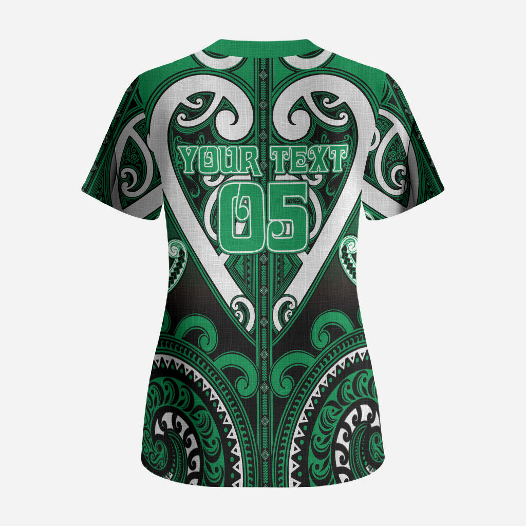 Custom Aotearoa Ngati Maniapoto Scrub Top Maori Tribal Pattern