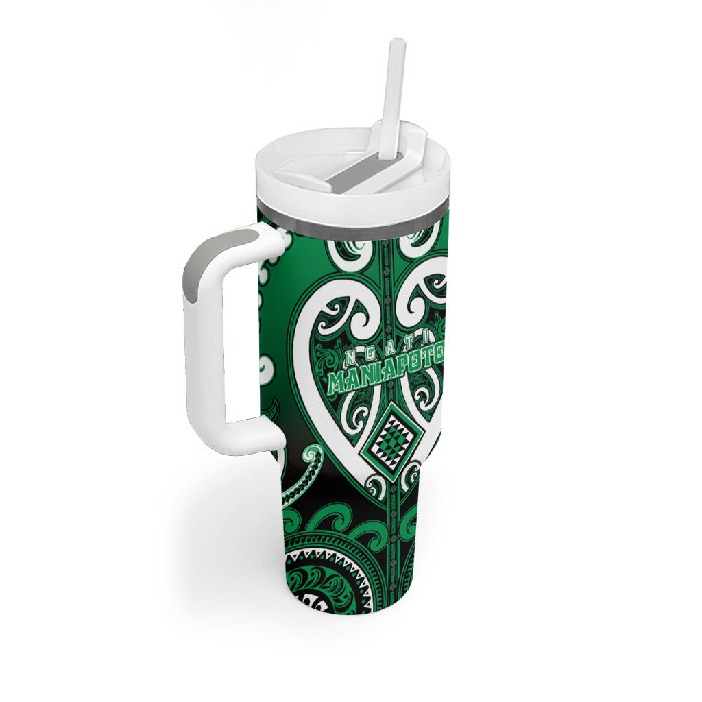 Custom Aotearoa Ngati Maniapoto Tumbler With Handle Maori Tribal Pattern
