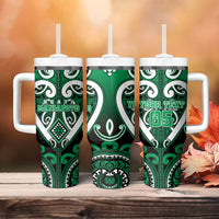 Custom Aotearoa Ngati Maniapoto Tumbler With Handle Maori Tribal Pattern