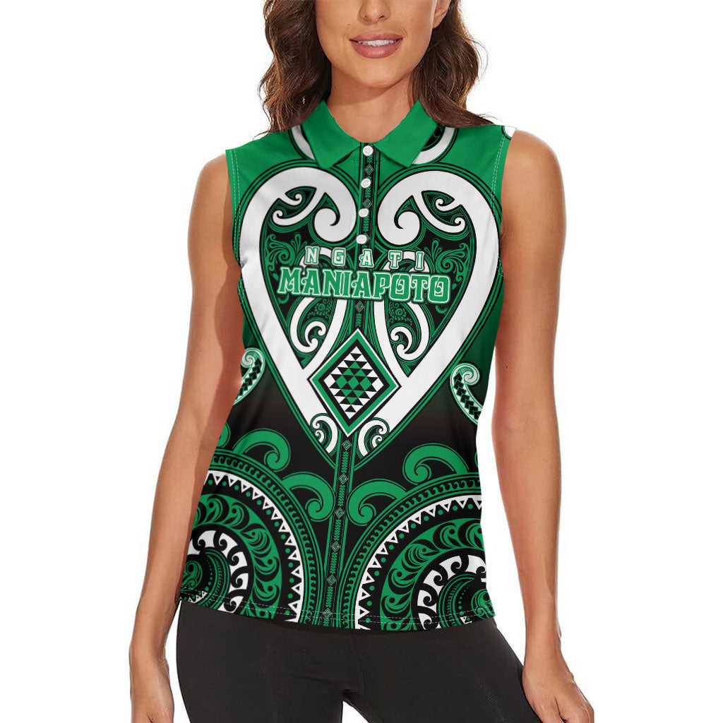 Custom Aotearoa Ngati Maniapoto Women Sleeveless Polo Shirt Maori Tribal Pattern