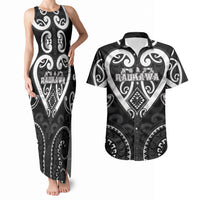 Custom Aotearoa Ngati Raukawa Couples Matching Tank Maxi Dress and Hawaiian Shirt Maori Tribal Pattern