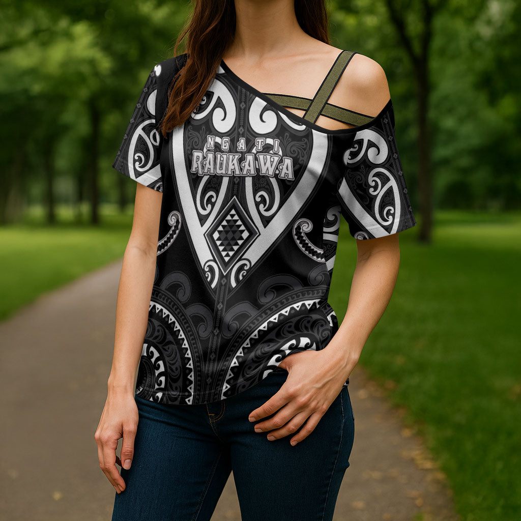 Custom Aotearoa Ngati Raukawa Cross Shoulder Shirt Maori Tribal Pattern